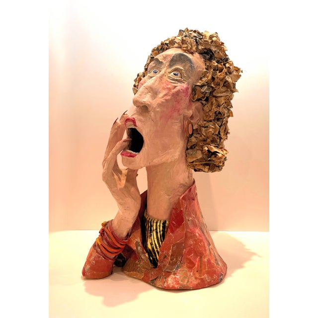 Signed Paper Mache Sculpture, Lovely Lady, by R. Newman, 2004.