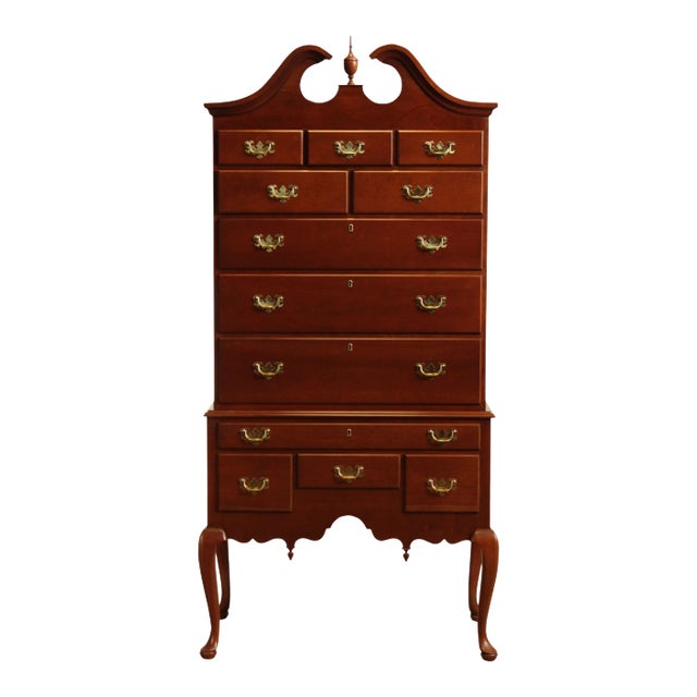 Suters Hand Crafted Solid Cherry Queen Anne Highboy Chest For Sale