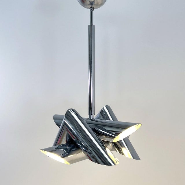 1970s Chromed Structural Pendant Lamp by Oscar Torlasco for Stilkronen, 1960s For Sale - Image 5 of 10