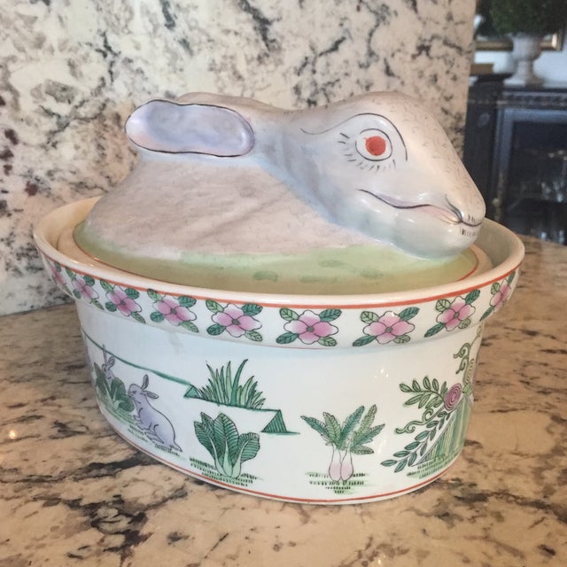 Vintage Chinoiserie Rabbit Tureen Casserole Dish Chairish