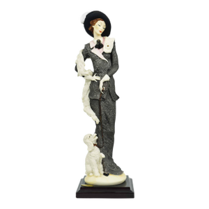 1987 Giuseppe Armani Lady With Poodle Signed Sculpture Florence Italian Figurine
