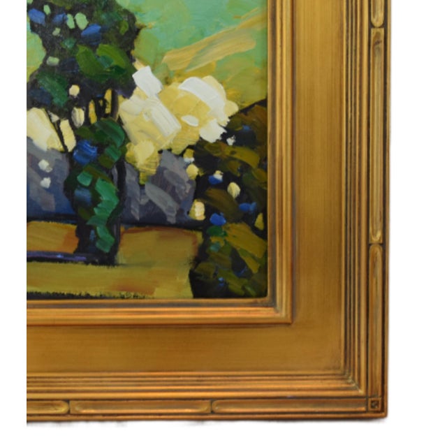 Original dreamy landscape impressionist oil painting on artist canvas panel by the talented listed artist William Hawkins....