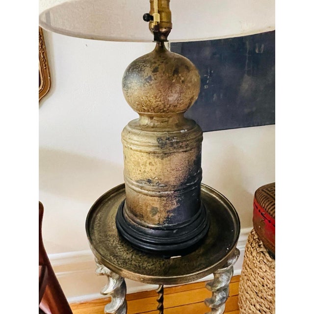 Vintage Heavy Brass Lamp For Sale - Image 4 of 12