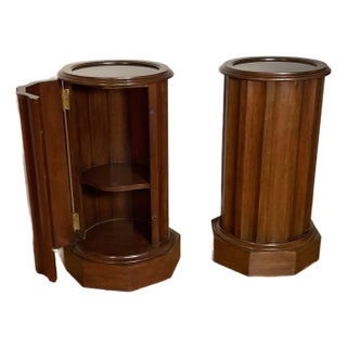 Pair of Antique Victorian Mahogany Octagonal Column Pedestal Cabinets For Sale