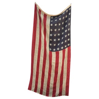 WWI Antique 48 Star American Wool Flag For Sale