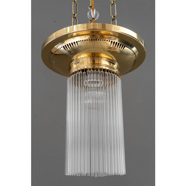 Art Deco Chandeliers with Glass Sticks, Vienna, 1920s, Set of 2 For Sale - Image 6 of 18