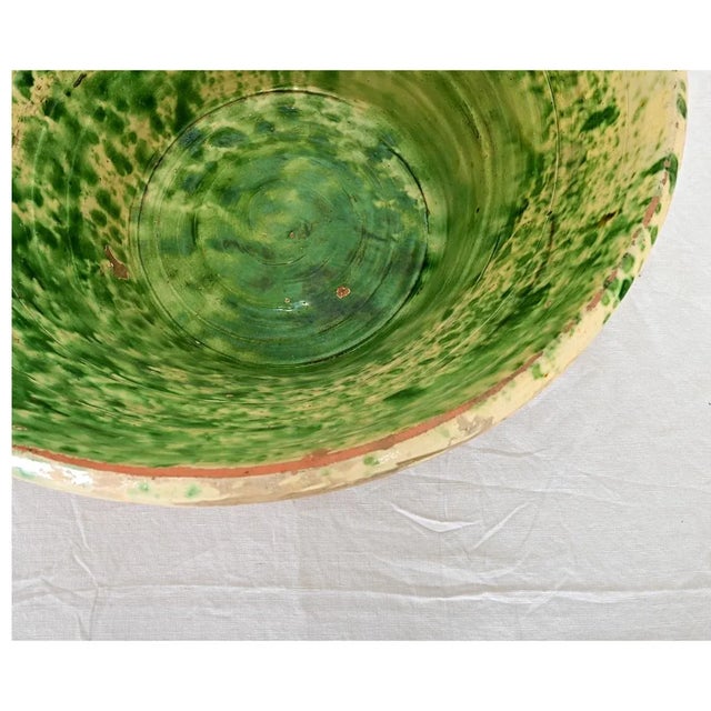 Rustic European Italian 19th Century Terracotta Green Glazed Passata Bowl For Sale - Image 3 of 8