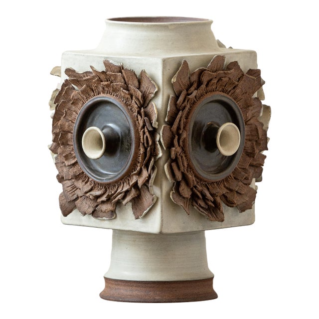 1960s California Modern Brutalist Studio Pottery Vessel by Stanley Feldman For Sale