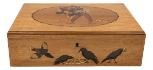 German Marquetry Box With Grimm’s Fairy Tale Scene, Late 19th Century