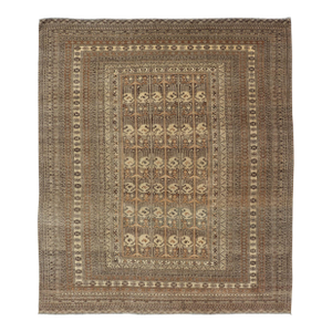 Hand-Knotted Turkomen Ersari Rug in Wool With All-Over Tribal Beluch Design 10'2 X 12'8