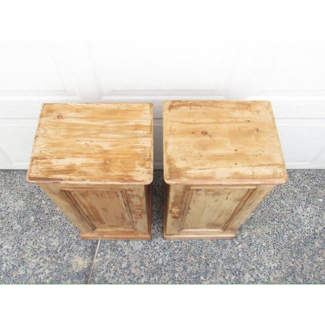 Pair of Antique English Rustic Pine Nightstands For Sale - Image 11 of 17