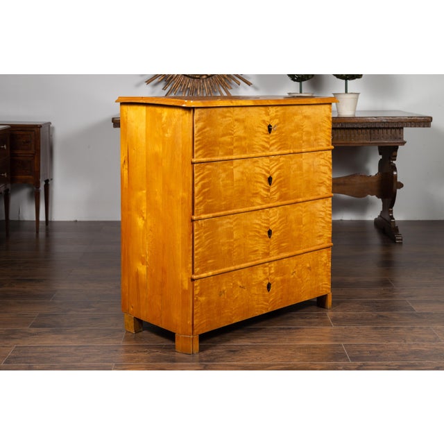 Austrian 1870s Biedermeier Style Four-Drawer Chest with Bookmarked Birch Veneer For Sale - Image 11 of 12