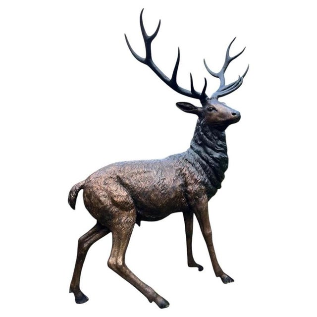 Bronze Twelve-Point Stag Garden Sculpture For Sale - Image 3 of 18