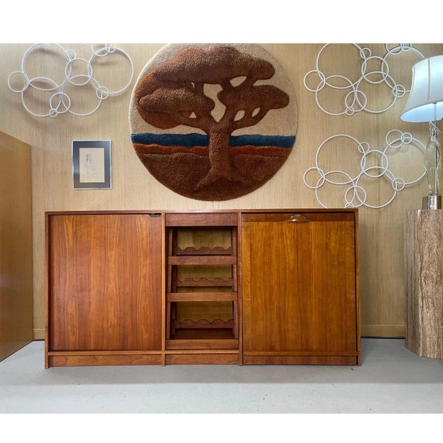 Custom Made Buffet Credenza With Lighted Wine Bar and Hidden Bar Cart For Sale - Image 13 of 17