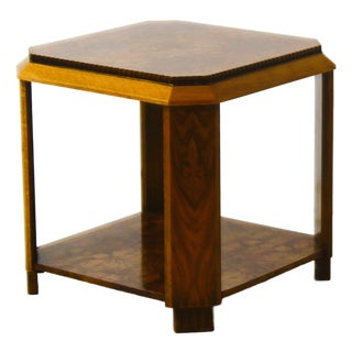 Art Deco French Side Table in Walnut Burl and Oak, 1925 For Sale