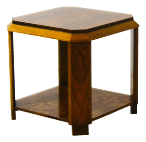 Art Deco French Side Table in Walnut Burl and Oak, 1925