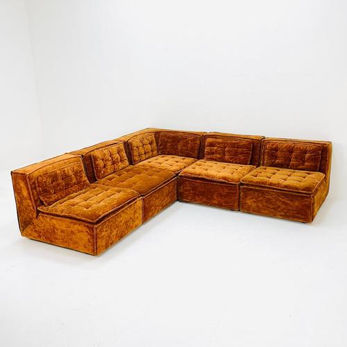 Mid-Century Italian Brown Modular Sofa, 1970s, Set of 5 For Sale - Image 11 of 11
