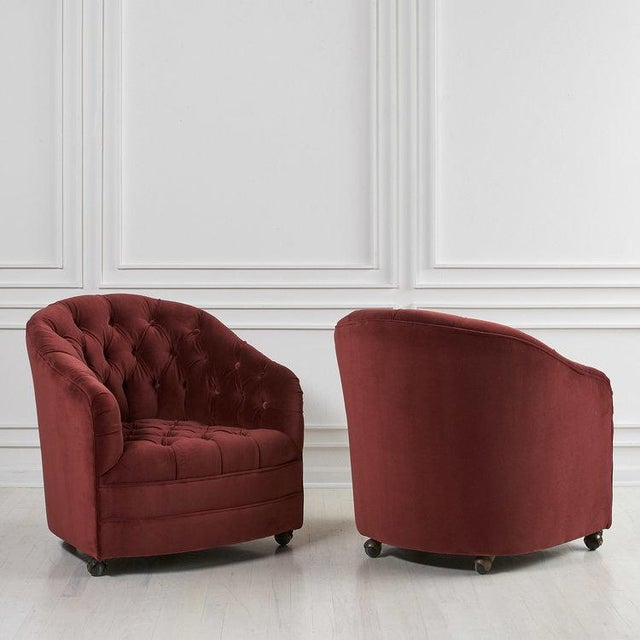 Pair of Tufted Velvet Swivel Chairs Chairish