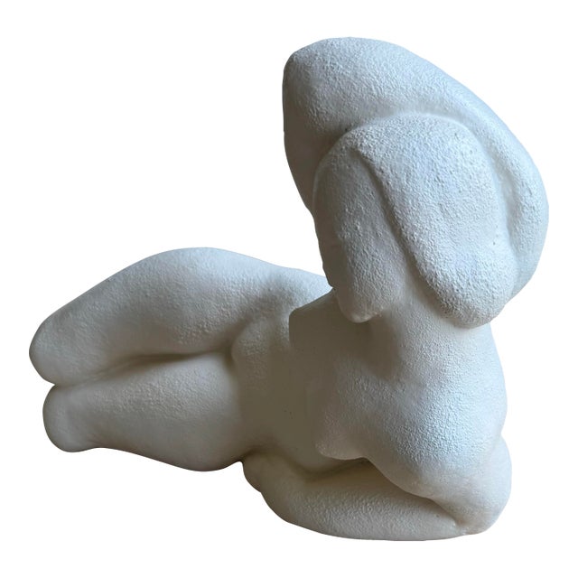 Signed 1970s "Reclining Nude" by Waylande Gregory Textured Porcelain Sculpture for Museum Pieces, Inc. (m.p.i.) For Sale