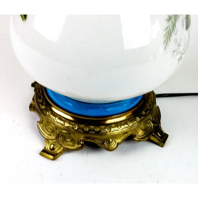 Victorian Hand Painted Glass Table Lamp For Sale - Image 11 of 13