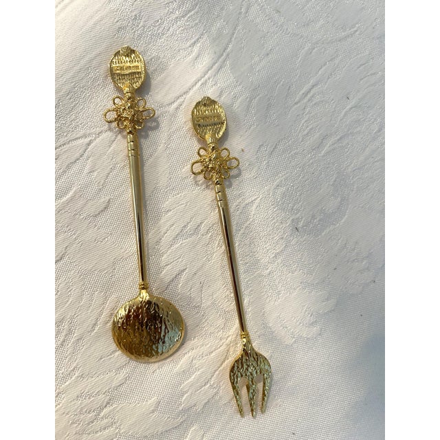 Vintage Golden Bell Hors D" Oeuvre Forks & Spoons, Set of 12 For Sale - Image 4 of 5
