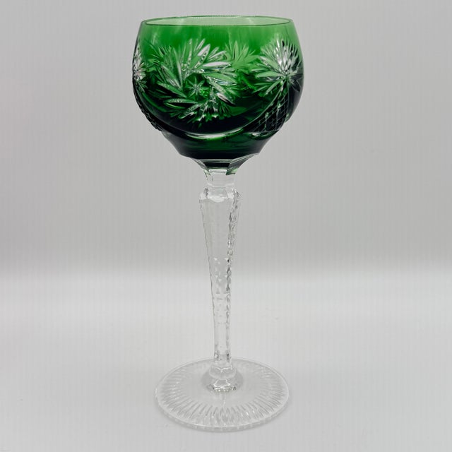 Glass Vintage Nachtmann Style Cut-to-Clear Crystal Hock Glasses, Jewel Tone - Set of 4 For Sale - Image 7 of 9