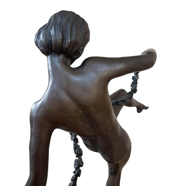 Brown Vintage French Art Deco Bronze Lady Dancer Figurine, Large Antique, Pierre Faguays, 1920s For Sale - Image 8 of 18