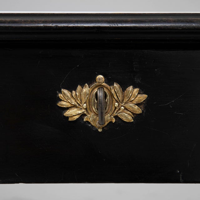 1900s French Black Patinated Side Table With Marble Top For Sale - Image 13 of 18