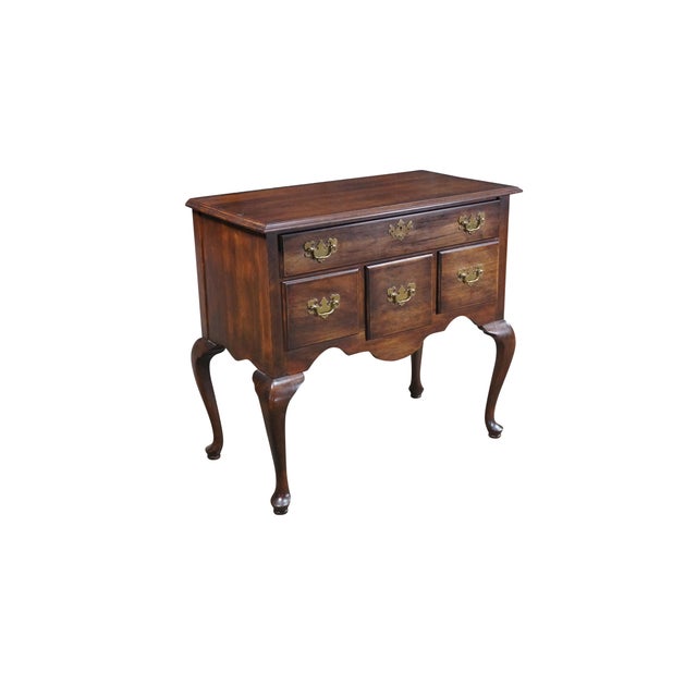 Queen Anne Vintage Queen Anne Chippendale Style Cherry Lowboy Chest Console Hall Table For Sale - Image 3 of 18