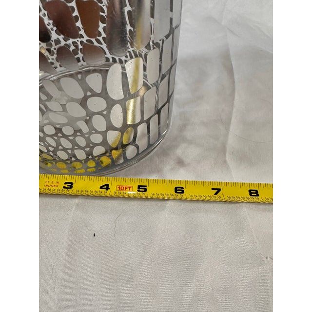 Beautiful Clear, Cylindrical Vase With Embossed Chrome Alligator Print For Sale In Las Vegas - Image 6 of 8