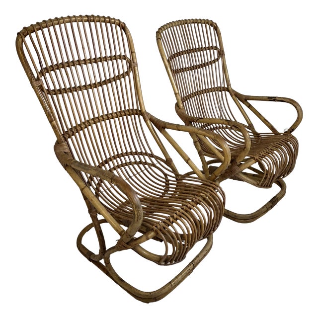 Wicker Armchairs, 1960s, Set of 2 For Sale
