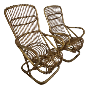 Wicker Armchairs, 1960s, Set of 2