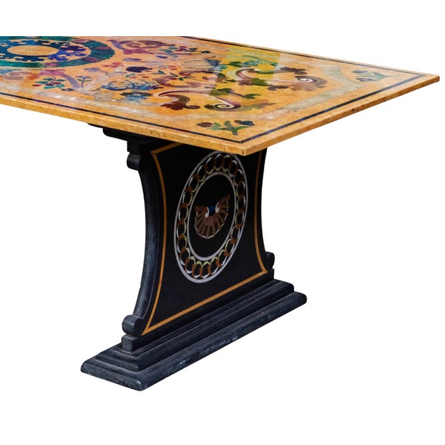 Stone Italian Baroque Scagliola-Style Painted Marble Top Dining or Refectory Table For Sale - Image 7 of 8