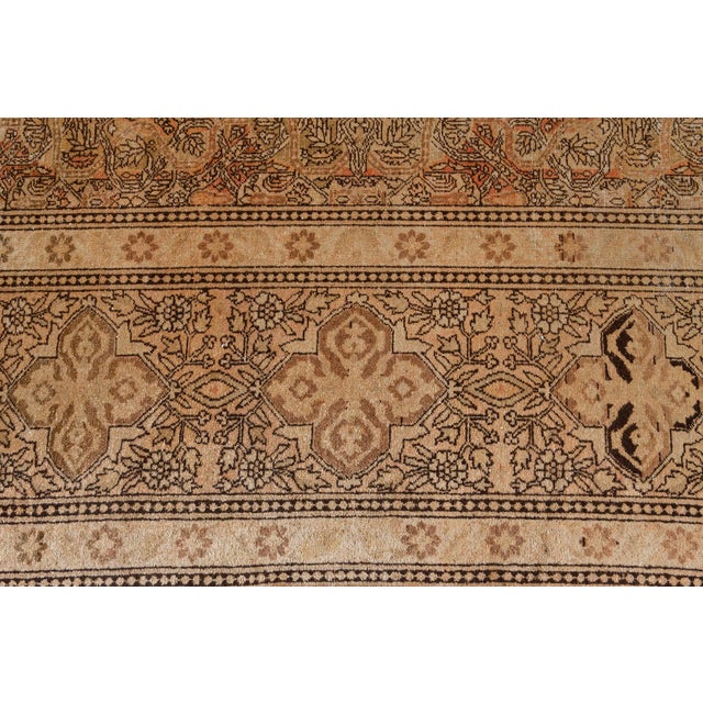 Authentic 19th Century Indian Amritsar Beige Brown Handmade Wool Rug For Sale - Image 4 of 9