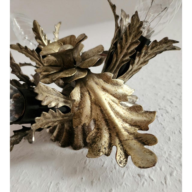 Vintage Florentine Floral Hand-Forged Silver-Plated 3-Light Flush Mount from Banci Firenze, Italy, Florence 1960s, Set of 5 For Sale - Image 18 of 18