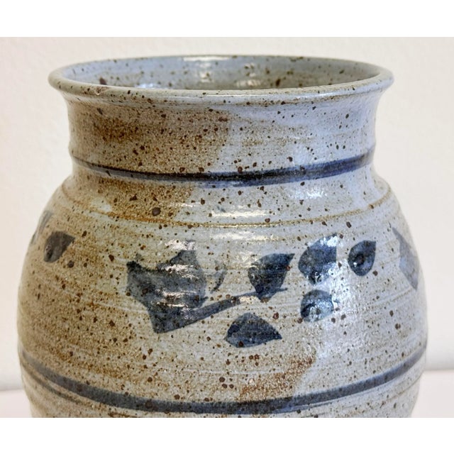 Ceramic Vintage Studio Pottery Vase Vessel With Floral Detail For Sale - Image 7 of 11