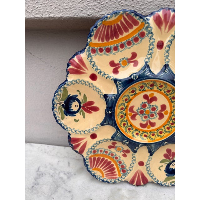 French French Faience Oyster Plate Henriot Quimper, Circa 1930 For Sale - Image 3 of 4