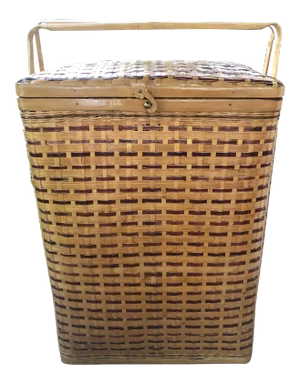 Vintage Natural Woven Bamboo Wicker Rattan Picnic Basket With Handles