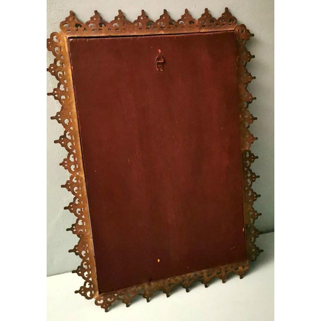 1950s Italian Rococo Style Mirror With Gilded Brass Border For Sale - Image 10 of 12