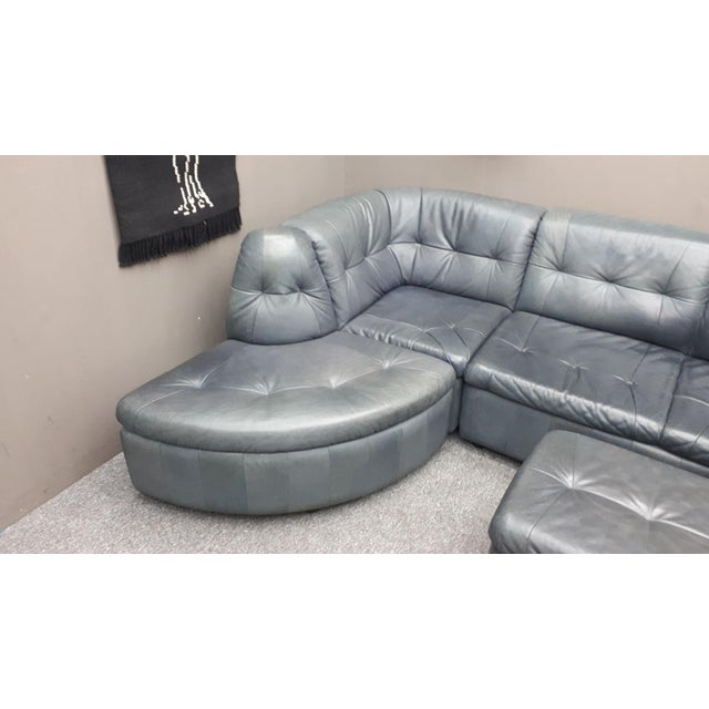 Modular Buffalo Leather Seating Group attributed to Laauser, 1980s Set of 5 For Sale - Image 6 of 15