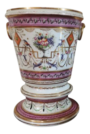 18th Century Old Paris Porcelain Cache Pot Planter Flower Vase
