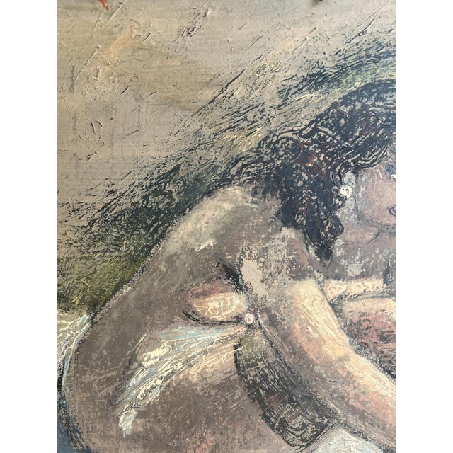 Emile Chambon, Jeune fille assise avec un petit miroir, 1950, Oil on Cardboard, Framed For Sale - Image 14 of 16