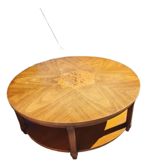 1970s Triune by Drexel French Provincial Round Mahogany Coffee Table