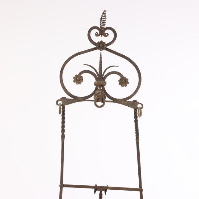Rare French Art Nouveau Wrought-Iron Adjustable Easel, C 1900 For Sale - Image 4 of 6