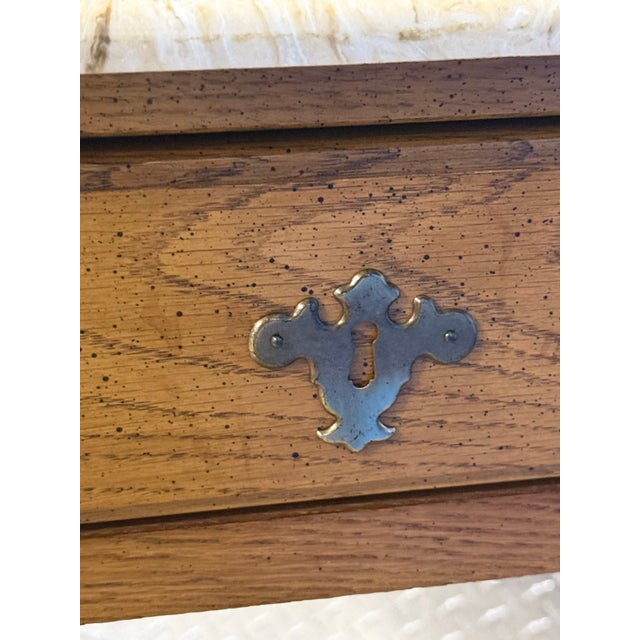 Late 20th Century Stone Top Oak Victorian Style Sever / Wash Stand For Sale - Image 9 of 10