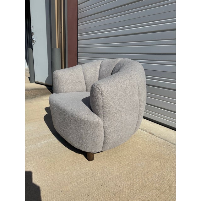 Textile Modern and Minimalist Grey Boucle Accent Chair For Sale - Image 7 of 7