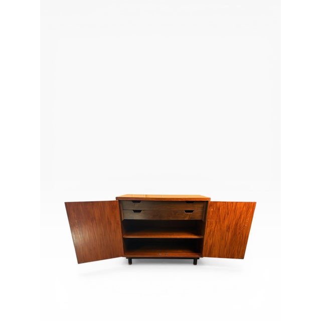 Wood Baker Furniture Mid-Century Modern Walnut Cabinet With Brass Hardware, Circa 1970s For Sale - Image 7 of 14
