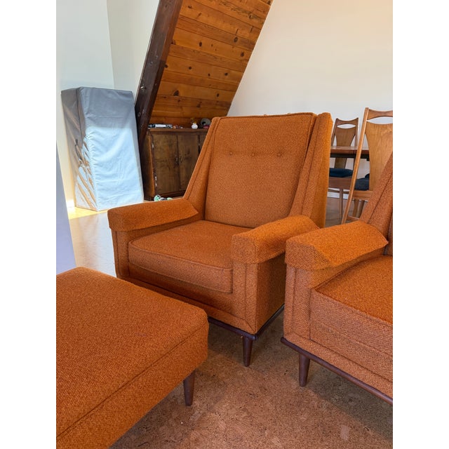 Mid-Century Modern 1960s Set of Mid-Century Modern Flex Steel Chairs With Ottoman For Sale - Image 3 of 11