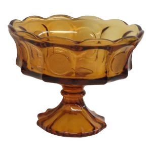 Fostoria Coin Glass Amber Color Large Footed Compote Fruit Bowl