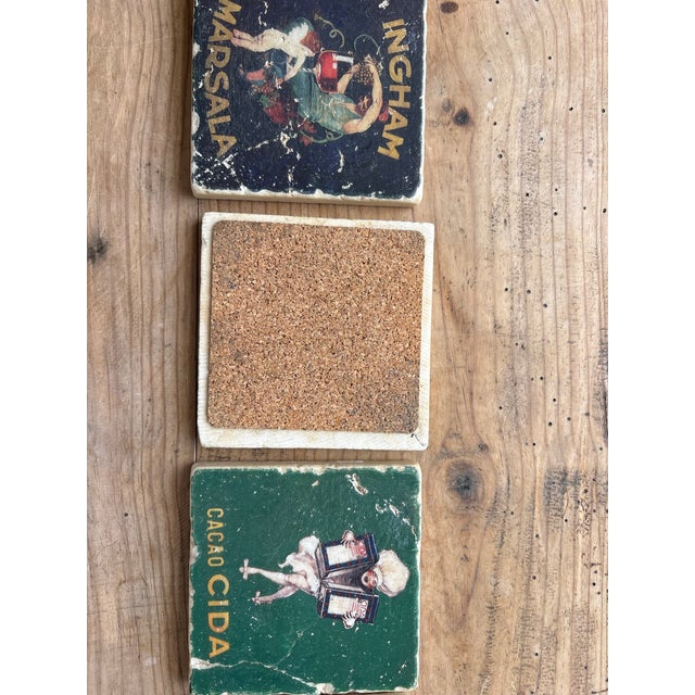 Vintage Italian Advertising Ceramic Coasters, Set of 4 | Ingham Marsala, Baroni & Cacao Cida For Sale - Image 12 of 12
